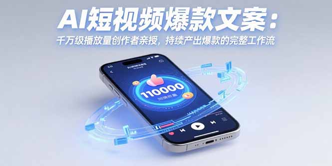 AI短视频爆款文案：千万级播放量创作者亲授，持续产出爆款的完整工作流-娱乐网赚