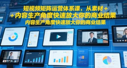 短视频矩阵运营体系课，从素材+内容生产角度快速放大你的商业结果-娱乐网赚