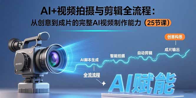 AI+视频拍摄与剪辑全流程：从创意到成片的完整AI视频制作能力(25节课-娱乐网赚
