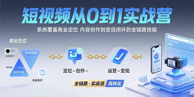 短视频从0到1的实战营：系统覆盖商业定位,内容创作到变现闭环的全链路技能-娱乐网赚