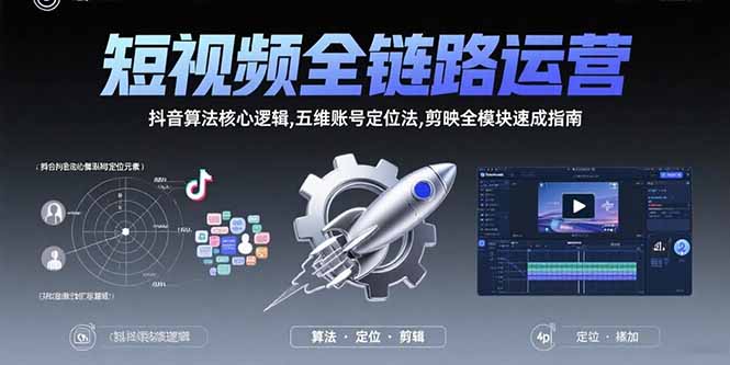 短视频全链路运营：抖音算法核心逻辑,五维账号定位法,剪映全模块速成指南-娱乐网赚