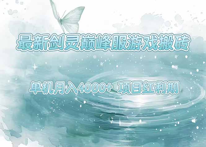 最新剑灵巅峰服游戏搬砖，项目红利期，单机稳定4000+操作简单好上手-娱乐网赚