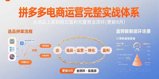 拼多多电商运营完整实战体系，从选品上架到稳定盈利完整商业闭环(更新8月-娱乐网赚