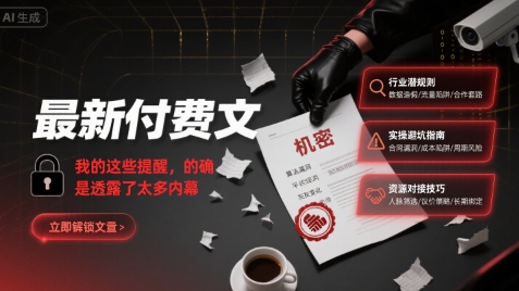 最新付费文：我的这些提醒，的确是透露了太多内幕-娱乐网赚