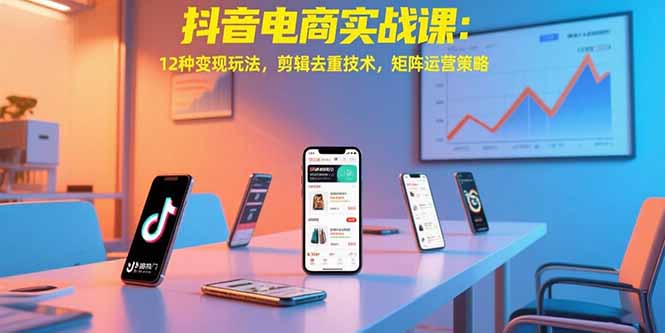 抖音电商实战课：12种变现玩法，剪辑去重技术，矩阵运营策略-娱乐网赚