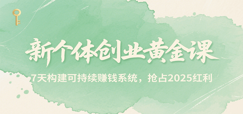 新个体创业黄金课，7天构建可持续赚钱系统，抢占2025红利-娱乐网赚