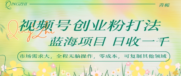 视频号创业粉打法，日入1k，蓝海项目，市场需求大，全程无脑操作，可复制-娱乐网赚