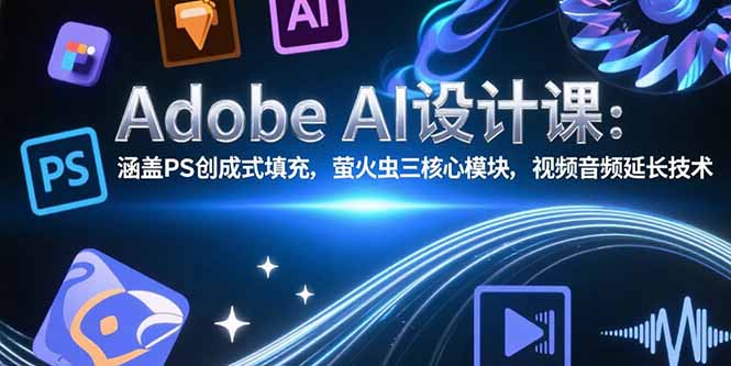 Adobe AI设计课：涵盖PS创成式填充，萤火虫三核心模块，视频音频延长技术-娱乐网赚