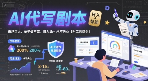 AI代写剧本，市场巨大，单子做不完，日入1k+ 永不失业【附工具指令】-娱乐网赚