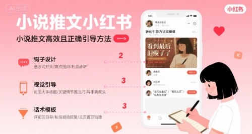 小说推文小红书高转化引导方法实操课，小说推文高效且正确引导方法-娱乐网赚