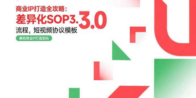 商业IP打造全攻略：差异化SOP3.0流程，短视频协议模板，婚恋项目实战案例-娱乐网赚
