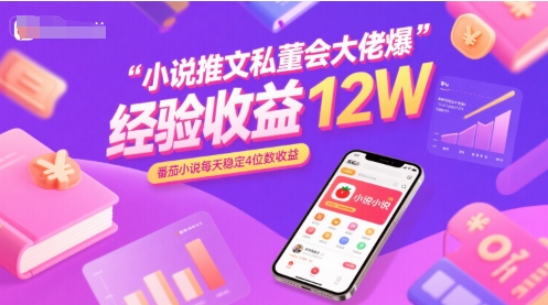 小说推文私董会大佬爆单经验分享收益12W，番茄小说每天稳定4位数收益-娱乐网赚