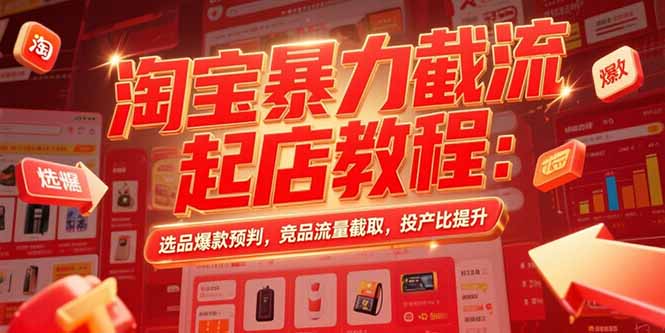 淘宝暴力截流起店教程：选品爆款预判，竞品流量截取，投产比提升-娱乐网赚