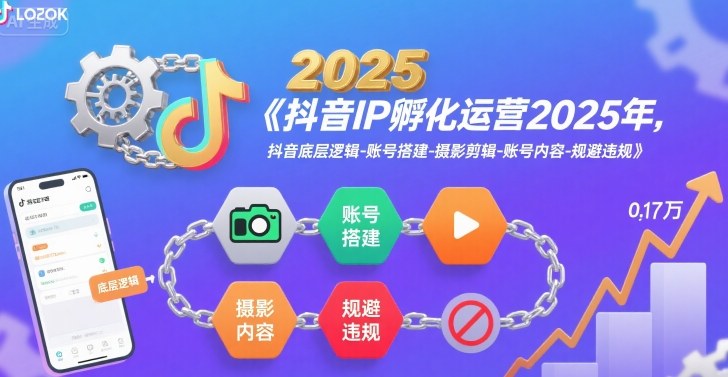抖音IP孵化运营2025年，抖音底层逻辑-账号搭建-摄影剪辑-账号内容-规避违规-娱乐网赚