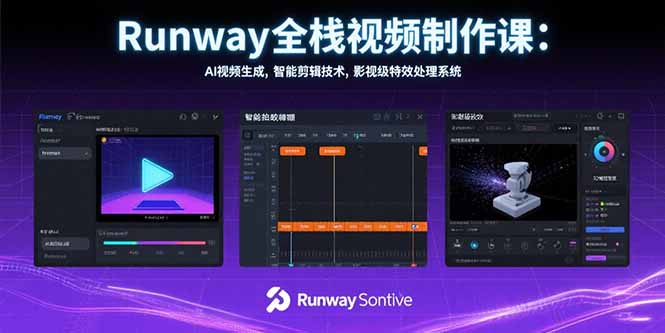 Runway全栈视频制作课：AI视频生成，智能剪辑技术，影视级特效处理系统-娱乐网赚