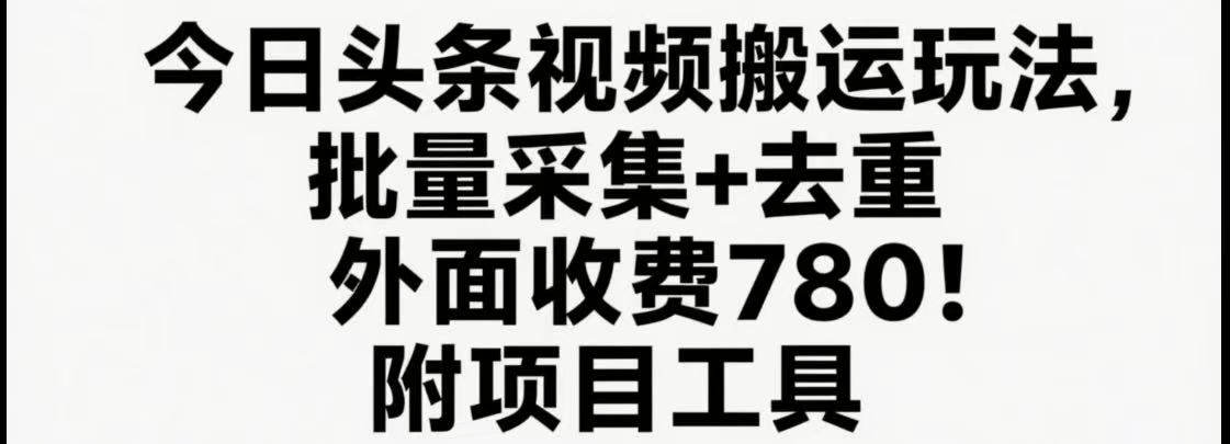 今日头条视频搬运玩法，软件一键去重，轻松日入500+附项目工具-娱乐网赚