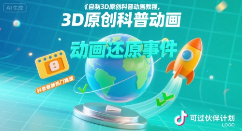 自制3D原创科普动画教程，动画还原事件，抖音最新热门赛道，可过伙伴计划-娱乐网赚