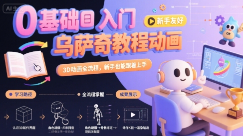 0基础入门乌萨奇教程动画，3D动画全流程，新手也能跟着上手-娱乐网赚