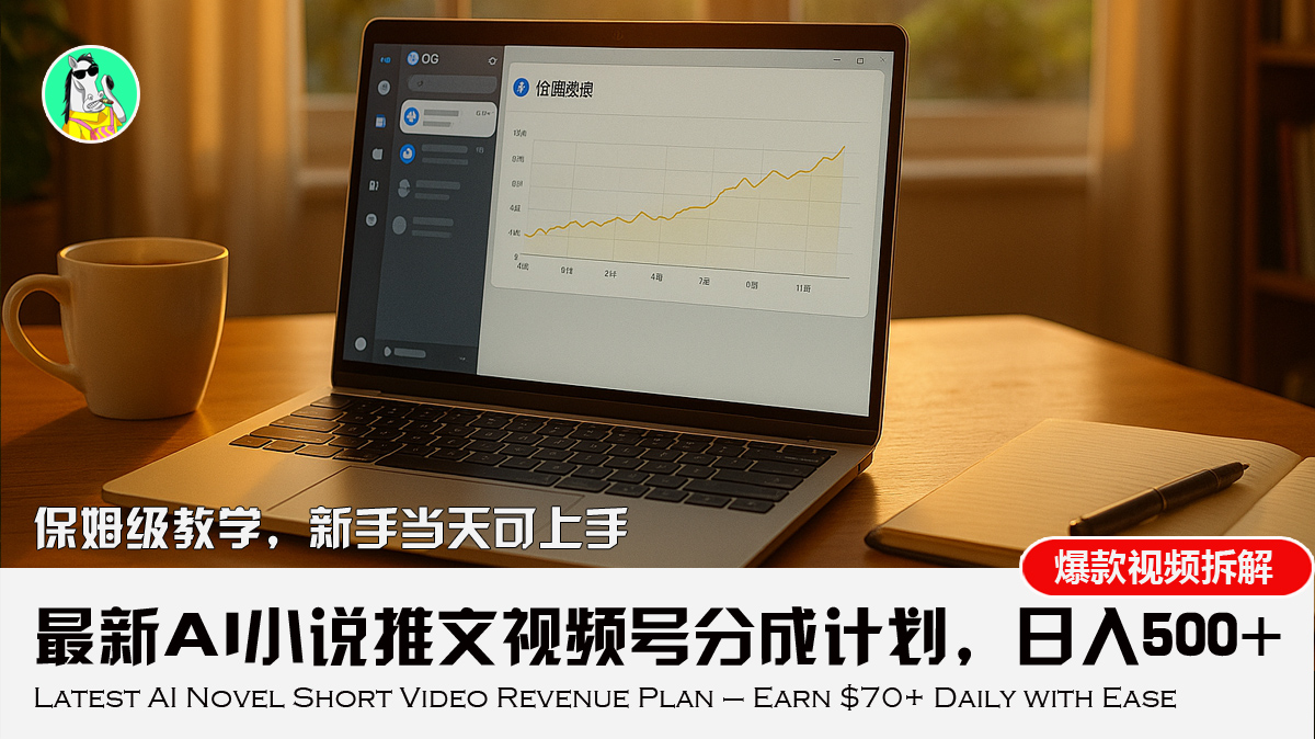 最新AI小说推文视频号分成计划，新手小白也能当天日入500+教程-娱乐网赚