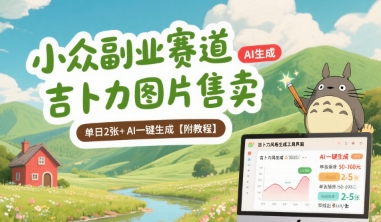 小众副业赛道 吉卜力图片售卖 单日2张+ AI一键生成【附教程】-娱乐网赚