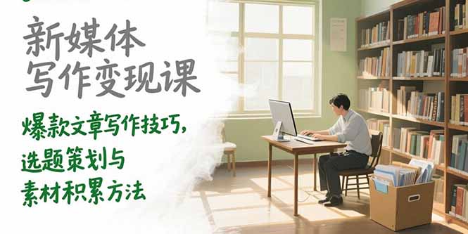 新媒体写作变现课，爆款文章写作技巧，选题策划与素材积累方法-娱乐网赚