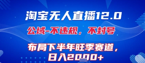 淘宝无人直播12.0，不封号，不违规，布局下半年旺季赛道，日入1k+(独家技术)【揭秘】-娱乐网赚