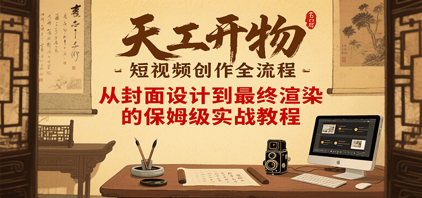 天工开物短视频创作全流程，从封面设计到最终渲染的保姆级实战教程-娱乐网赚