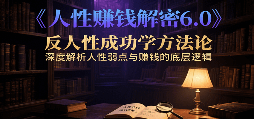 人性赚钱解密6.0，反人性成功学方法论，深度解析人性弱点与赚钱的底层逻辑-娱乐网赚