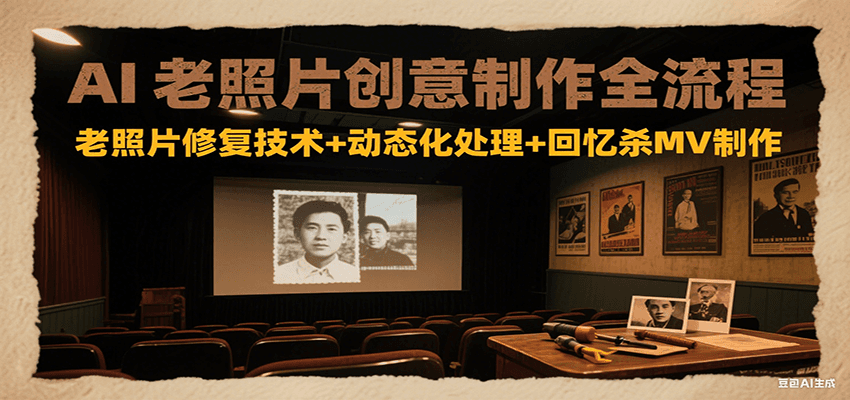 AI老照片创意制作全流程：老照片修复技术+动态化处理+回忆杀MV制作-娱乐网赚