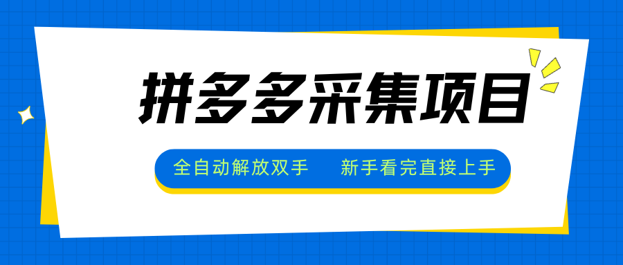 拼多多采集项目，全自动解放双手，单号日入30+-娱乐网赚