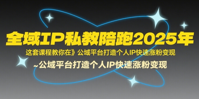 全域IP私教陪跑2025年，这套课程教你在​公域平台打造个人IP快速涨粉变现-娱乐网赚