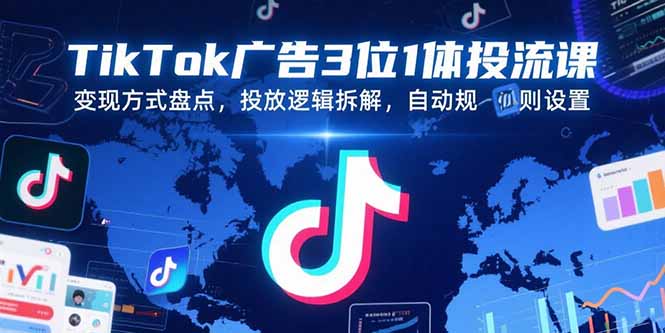 TikTok广告3位1体投流课，变现方式盘点，投放逻辑拆解，自动规则设置-娱乐网赚
