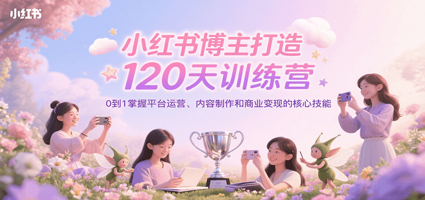 小红书博主打造120天训练营，0到1掌握平台运营、内容制作和商业变现-娱乐网赚