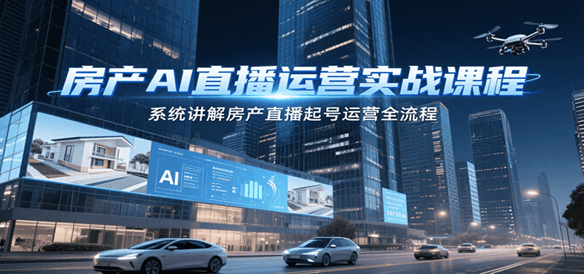 房产AI直播运营实战课程，系统讲解房产直播起号运营全流程-娱乐网赚