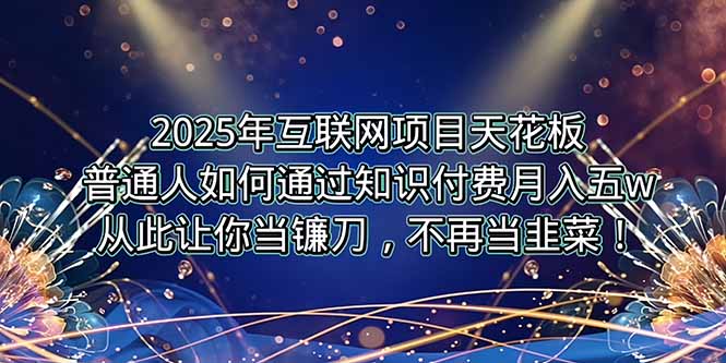 2025年互联网项目天花板，普通人如何通过卖项目实现逆风翻盘，月入5W＋！-娱乐网赚
