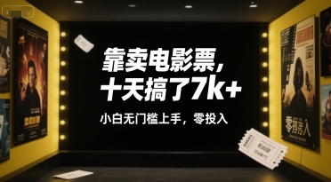 靠卖电影票，十天搞了7k+，小白无门槛上手，零投入【揭秘】-娱乐网赚