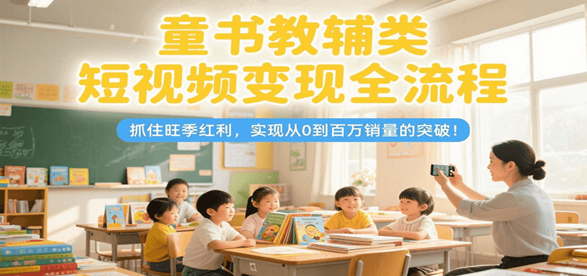 童书教辅类短视频变现全流程，抓住旺季红利，实现从0到百万销量的突破！-娱乐网赚