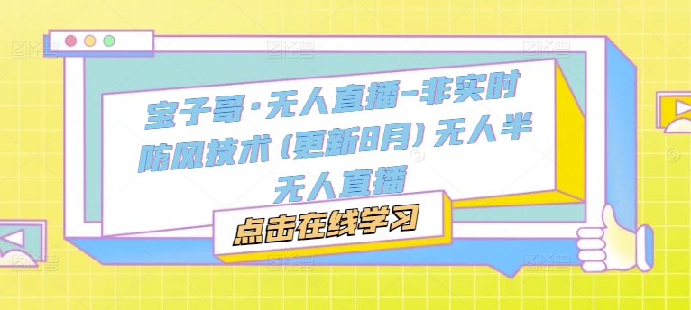 宝子哥·无人直播-非实时防风技术(更新25年7月)无人半无人直播-娱乐网赚