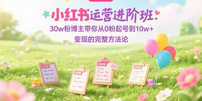 小红书运营进阶班：30w粉博主带你从0粉起号到10w+变现的完整方法论-娱乐网赚