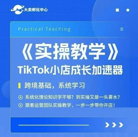 大卖家孵化中心TikTok实操课，TikTok小店成长加速器，跨境基础系统学习，一步一步带你开店-娱乐网赚