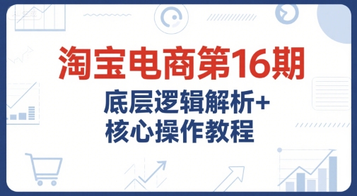 淘宝电商第16期，底层逻辑解析+核心操作教程，运营、推广提升能力的必学课程+配套资料-娱乐网赚