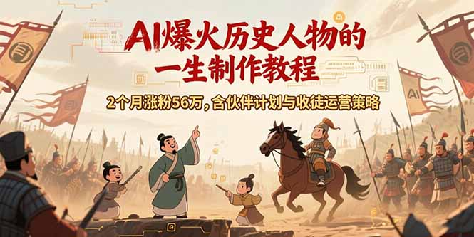 AI历史人物赛道课程，2个月涨粉56万，含伙伴计划与收徒运营策略-娱乐网赚