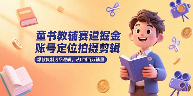 童书教辅赛道掘金，账号定位拍摄剪辑，爆款复制选品逻辑，从0到百万销量-娱乐网赚