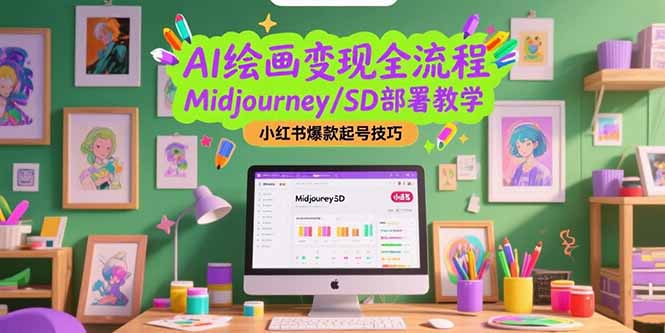 AI绘画变现全流程，Midjourney/SD部署教学，小红书爆款起号技巧-娱乐网赚