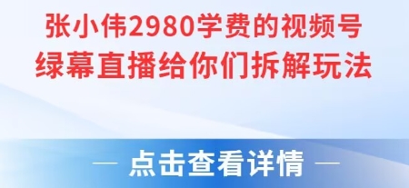 张小伟2980付费额视频号绿幕直播给你们拆解玩法-娱乐网赚