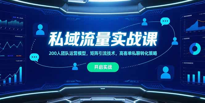 私域流量实战课，200人团队运营模型，矩阵引流技术，高客单私聊转化策略-娱乐网赚