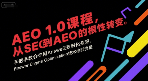AEO 1.0 课程，从SEO到AE0的基命性转变，手把手教会你用AnswerEngineOptimization技术抢回流量-娱乐网赚
