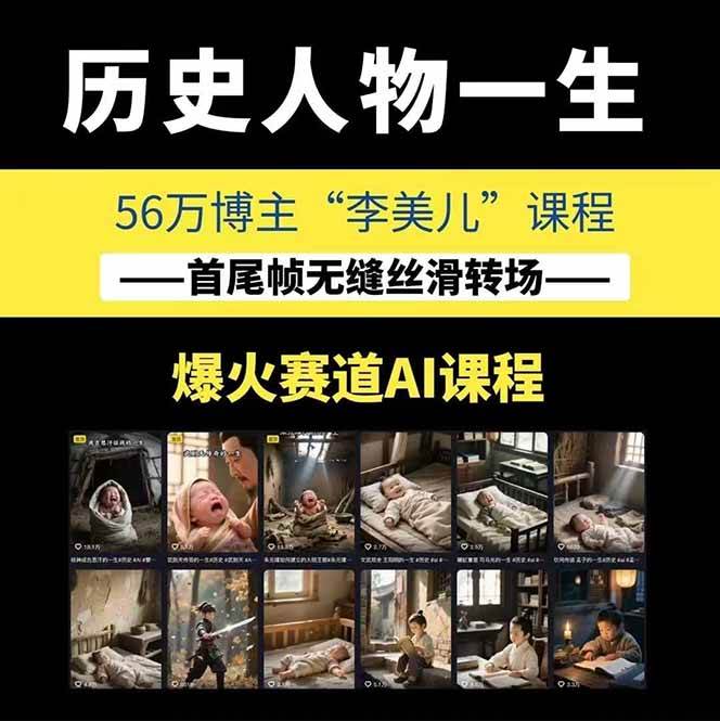 图片[1]-AI历史人物短视频创作，含IP打造、首尾帧无缝转场、智能体视频制作等核心教学内容-娱乐网赚
