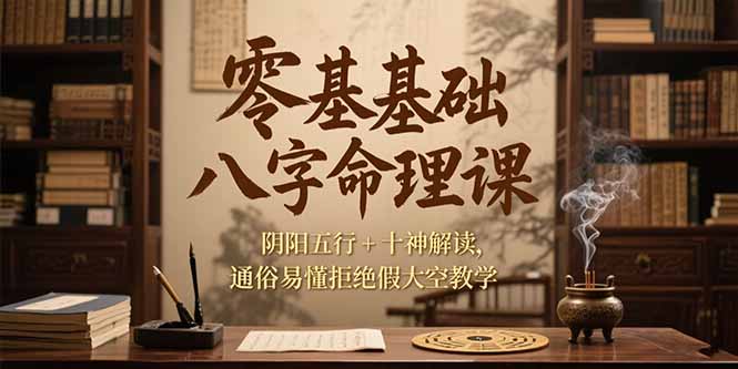 零基础八字命理课，阴阳五行+十神解读，通俗易懂拒绝假大空教学-娱乐网赚