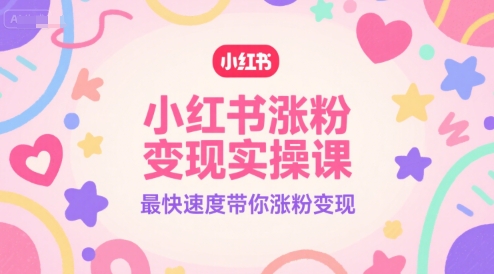 小红书涨粉变现实操课，最快速度带你涨粉变现-娱乐网赚